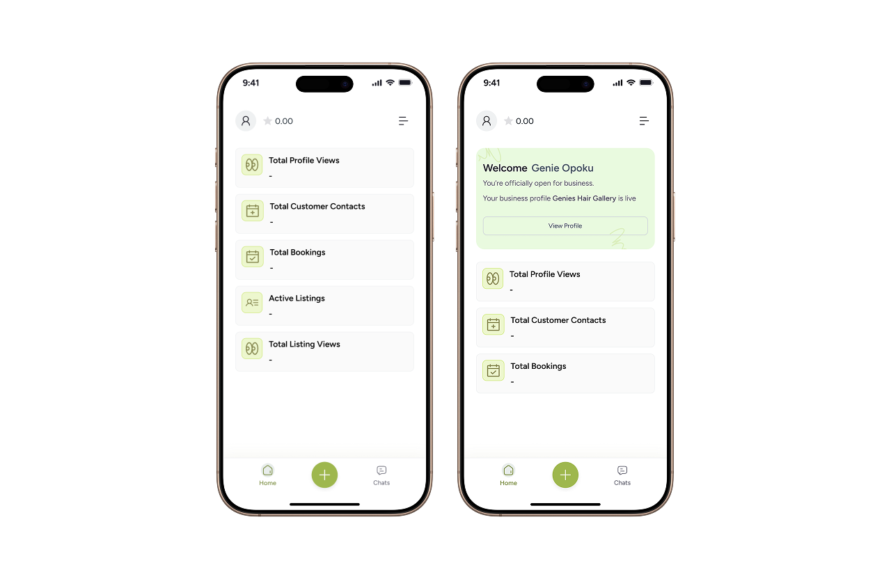 Storefront dashboard design